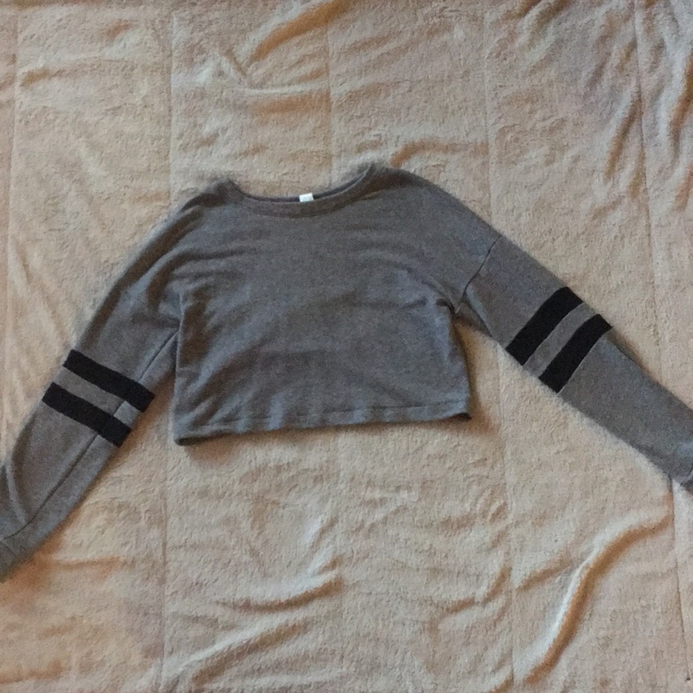 Grey with black striped long sleeve top